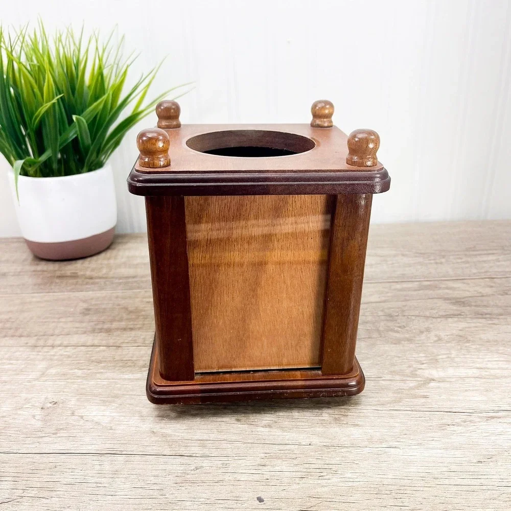 Midcentury Modern Walnut Lazy‎ Susan Photo Stand - Musical Wooden Picture Frame